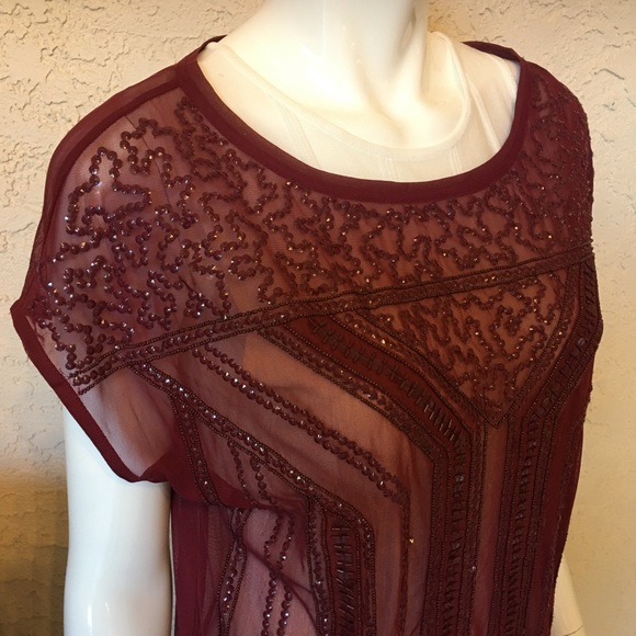 WHBM • Madder Red • embellished top Sz S - Picture 5 of 10